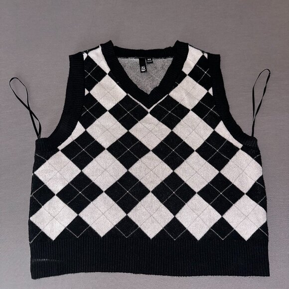 GARAGE Sweater Vest Black/White - Picture 1 of 4